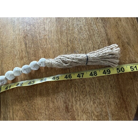 Wooden Bead Garland With Heart And Tassel 50 Inches Long - Picture 4 of 4